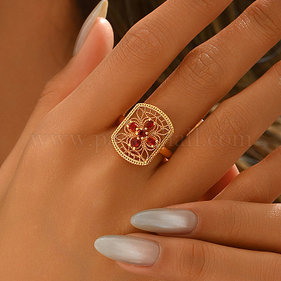 Регулируемые кольца для женщин с микропаве из латуни и кубическими цирконами VV2649-3-1