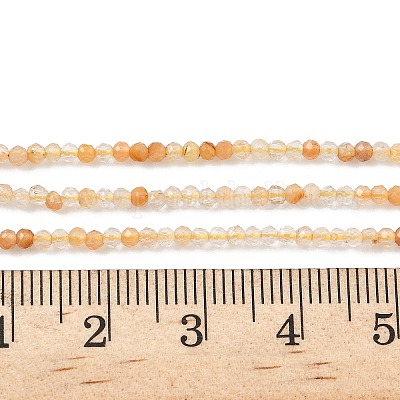 Нити бусин из натурального желтого кроличьего меха с рутиловым кварцем G-L622-C01-2mm-1