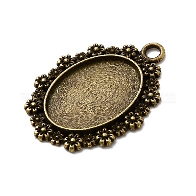 Старинные тибетском стиле сплава сеттинги ободок цветок кулон кабошон X-TIBEP-M018-42AB-NF-1
