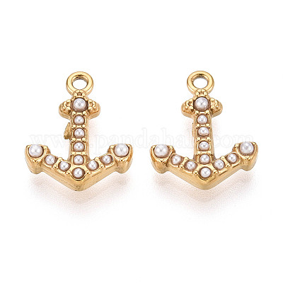 Подвески в форме стрелы из нержавеющей стали 304 и искусственного жемчуга ABS STAS-T072-68G-1