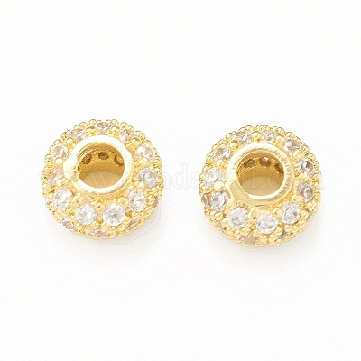 Латунные микро проложить кубического циркония бусы KK-P228-56G-1
