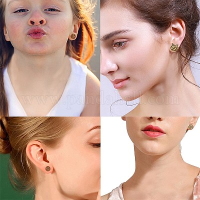 Серьги-гвоздики из натурального дерева EJEW-SC0001-22P-1