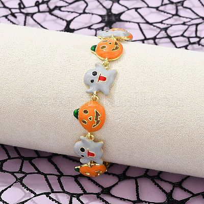 Браслеты из латуни и эмали для женщин на Хэллоуин BJEW-B149-01P-1