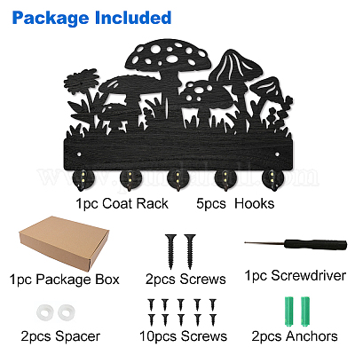 Настенные вешалки из дерева и железа HJEW-WH0055-094-1