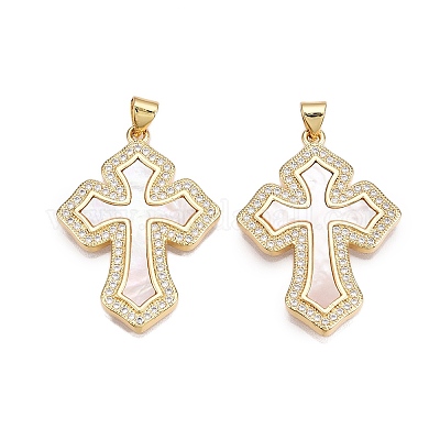 Латунные микропаве прозрачные подвески с фианитом KK-N254-194G-1