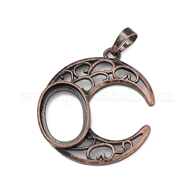 Подвеска в форме луны из латуни с кабошоном KK-S521-04RC-1