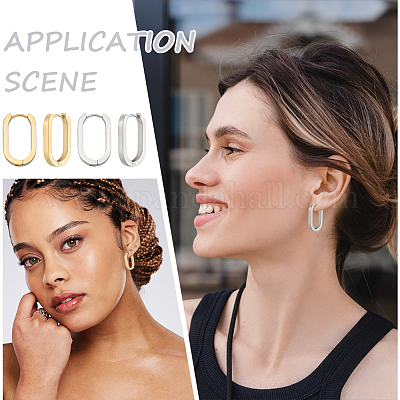 6 пара сережек-колец Huggie Hoop из нержавеющей стали 304 двух цветов STAS-UN0025-25-1