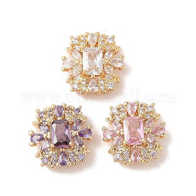 Латунные бусины из циркония микропаве со стеклом KK-B100-075G-1