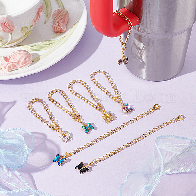 Подвески на латунные стеклянные чашки в форме бабочки HJEW-UN00017-1