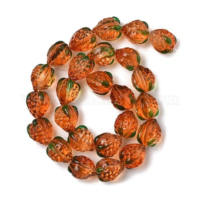 Прозрачные стеклянные эмалевые бусины клубника LAMP-V001-05B-1