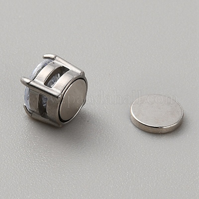 Плоские круглые клипсы из прозрачного кубического циркония EJEW-TAC0017-08-1