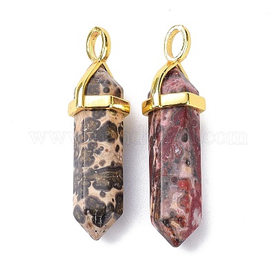 Кулоны из натуральной кожи леопарда с яшмой G-G025-01G-32-1