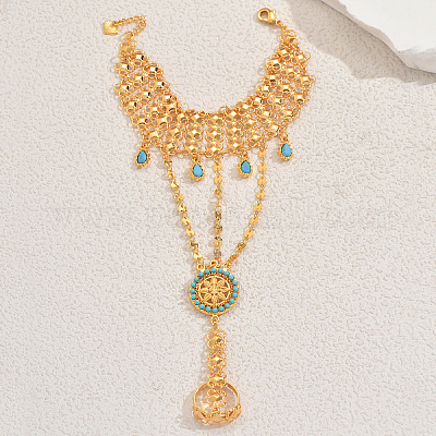 Старинные латунные плоские круглые звенья браслеты-кольца для женщин FH0494-1