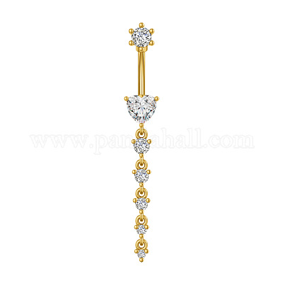 Кольца для живота в виде изогнутой штанги из нержавеющей стали 304 с прозрачным кубическим цирконием&nbsp;FS-WG7A03F-12-1