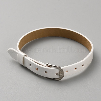 Пустой браслет из искусственной кожи с застежками из сплава AJEW-TAC0041-01A-08-1