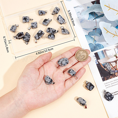 20 шт. подвески из натурального снежного обсидиана G-BBC0001-50A-1