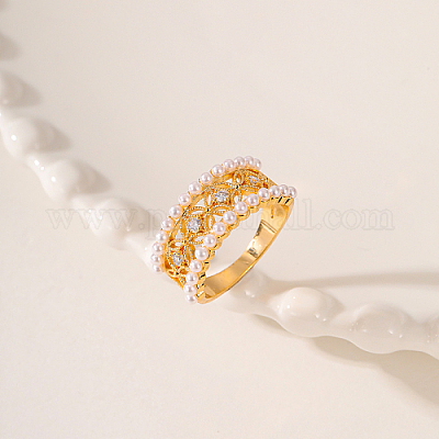 Латунь микро проложить кубический цирконий палец кольцо AH5761-1-1