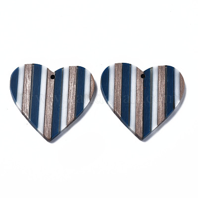 Полосатые подвески из смолы и орехового дерева RESI-N025-016A-C01-1