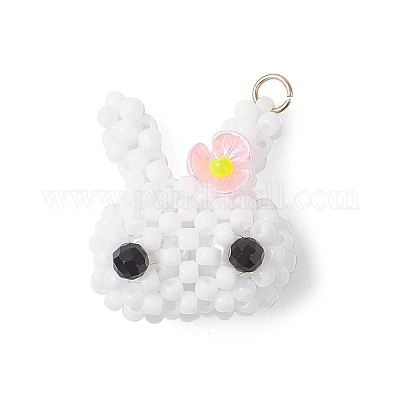 Подвески в виде кроликов из стеклянного бисера PALLOY-MZ00944-1