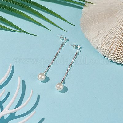 Латунные стразы стразы цепочки висячие серьги-гвоздики EJEW-TA00195-1