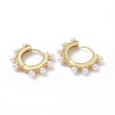 Серьги-кольца с жемчугом EJEW-I280-05G-1