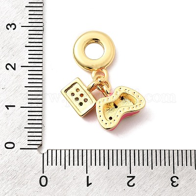 Латунные микро-паве цветные кубические цирконии европейские подвески-шармы KK-F904-22G-1