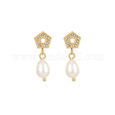 Золотые серьги из нержавеющей стали с жемчугом NB4152-2-1