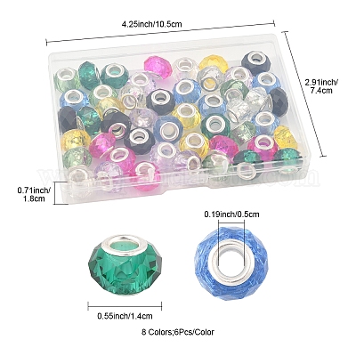 48шт 8 цвета стеклянные европейские бусины ручной работы GLAA-FS0002-14-1