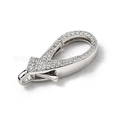 Застежки-клешни из прозрачной латуни с кубическим цирконием KK-Z078-49B-P-1