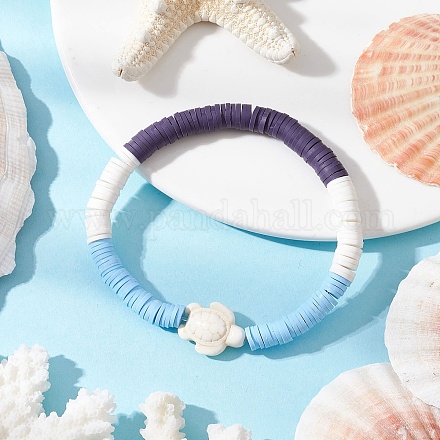 Плоские круглые браслеты ручной работы из полимерной глины heishi с бусинами BJEW-JB11802-01-1