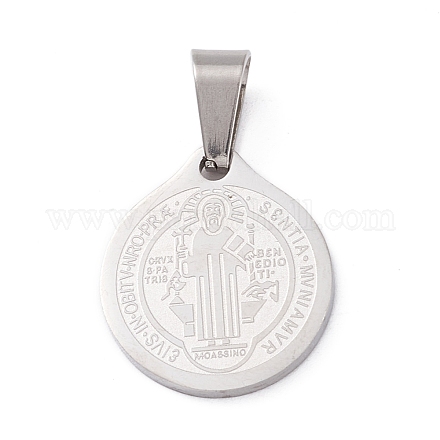 Не тускнеющие модные ожерелья с плоской круглой фурнитурой и подвесками из нержавеющей стали San Benito 304 STAS-L012-A08P-1