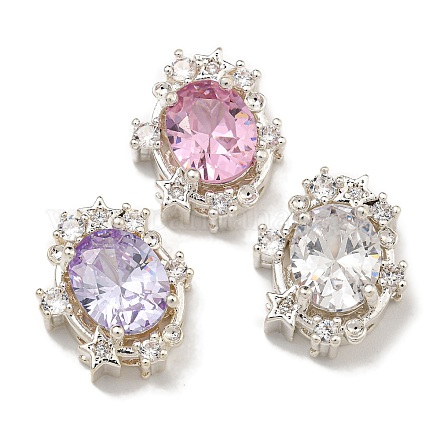 Латунные микро проложить кубического циркония бусы KK-U037-02P-1