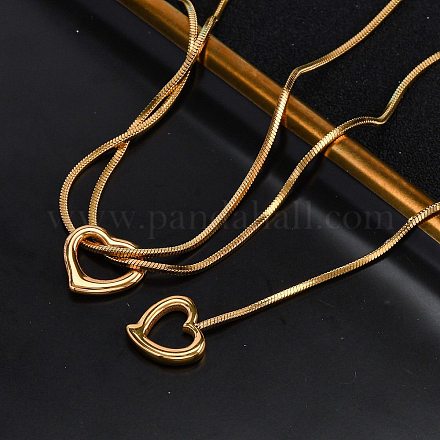 304 нержавеющая сталь кулон сердце и ожерелья с подвеской NJEW-U026-05G-1
