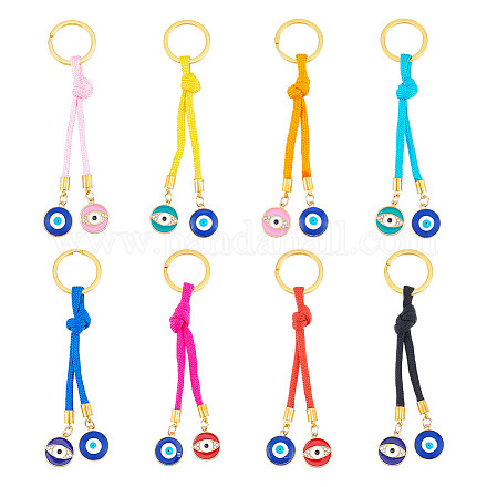 Полиэстеровые шнуры и сплав эмали брелок от сглаза KEYC-DR00005-1