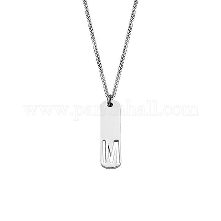 Прямоугольные ожерелья из нержавеющей стали 304 с вырезанными лазером инициалами FS-WG71FEF-17-1