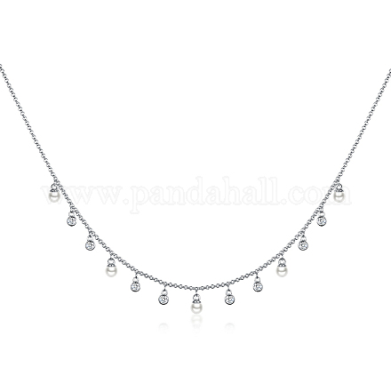 Ожерелье из стерлингового серебра с кубическим цирконием и круглыми подвесками для женщин SY0568-3-1