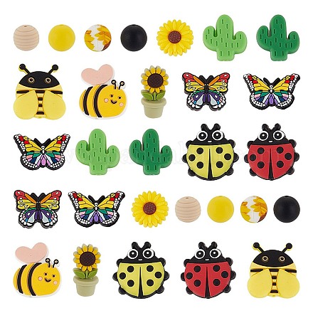 33 шт. 11 стиля силиконовых бусин в форме листа&nbsp;SIL-AR0001-18-1