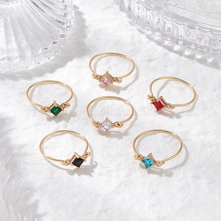 Прозрачные стеклянные кольца для пальцев RJEW-JR00870-1