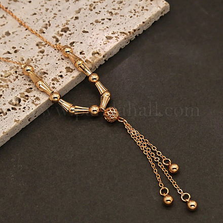 Модные женские ожерелья с подвеской в виде круглого шара из латуни с кисточками в стиле бохо для повседневной носки EG6306-1