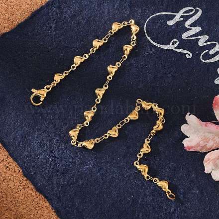 Браслеты из нержавеющей стали 304 в форме сердца BJEW-M121-03G-1