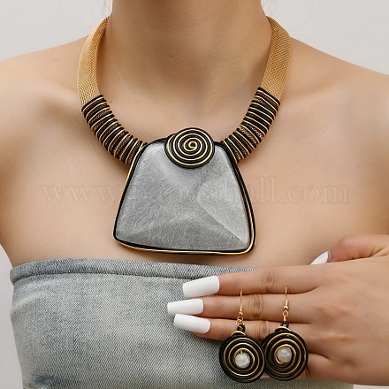 Комплекты из ожерелий с подвесками в форме трапеции из акрила WGDE258-01-1