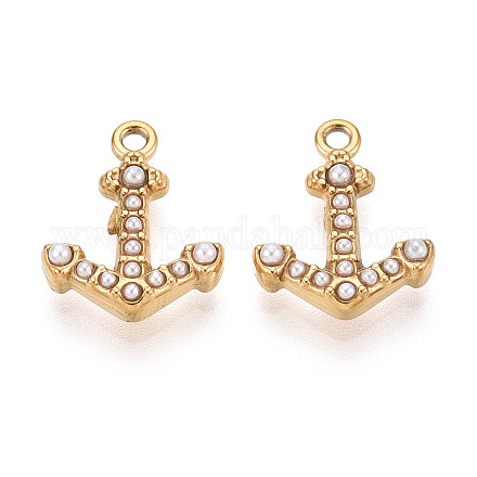 Подвески в форме стрелы из нержавеющей стали 304 и искусственного жемчуга ABS STAS-T072-68G-1