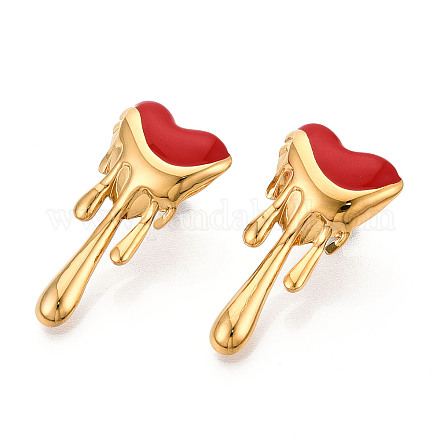 Серьги-гвоздики с эмалью из нержавеющей стали 304 в форме сердца EJEW-T047-26G-A-1
