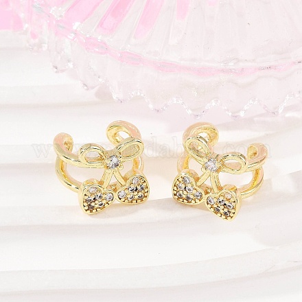 Латунные серьги-манжеты из прозрачного кубического циркония EJEW-Q045-02G-1