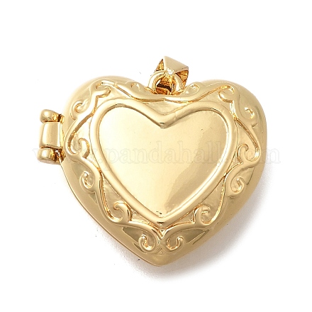 Подвески-медальоны в форме сердца из латуни ко Дню святого Валентина KK-D431-035D-G-1