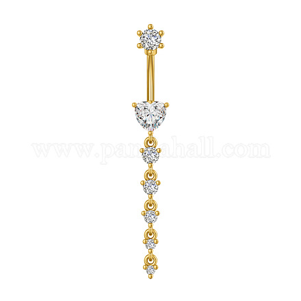 Кольца для живота в виде изогнутой штанги из нержавеющей стали 304 с прозрачным кубическим цирконием&nbsp;FS-WG7A03F-12-1