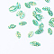 Plastic Paillette Links, Sequins Beads, Leaf, Green, 8.5x4.5x0.5mm, Hole: 1mm, about 3000pcs/50g