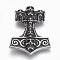 304 Stainless Steel Pendants, Thor's Hammer, Antique Silver, 42x35x13mm, Hole: 5.5mm