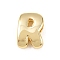 Brass Beads, Long-Lasting Plated, Rack Plating, Lead Free & Cadmium Free, Real 18K Gold Plated, Letter R, 14x10x5mm, Hole: 11x3mm