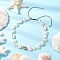 Summer Synthetic Turquoise Starfish & Natural Cowrie Shell & White Imitation Pearl Adjustable Beaded Necklaces, Golden, Coconut Brown, 14.17 inch(36cm)~23.23 inch(59cm)